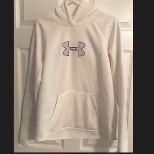 Under armor, white hoodie, size medium